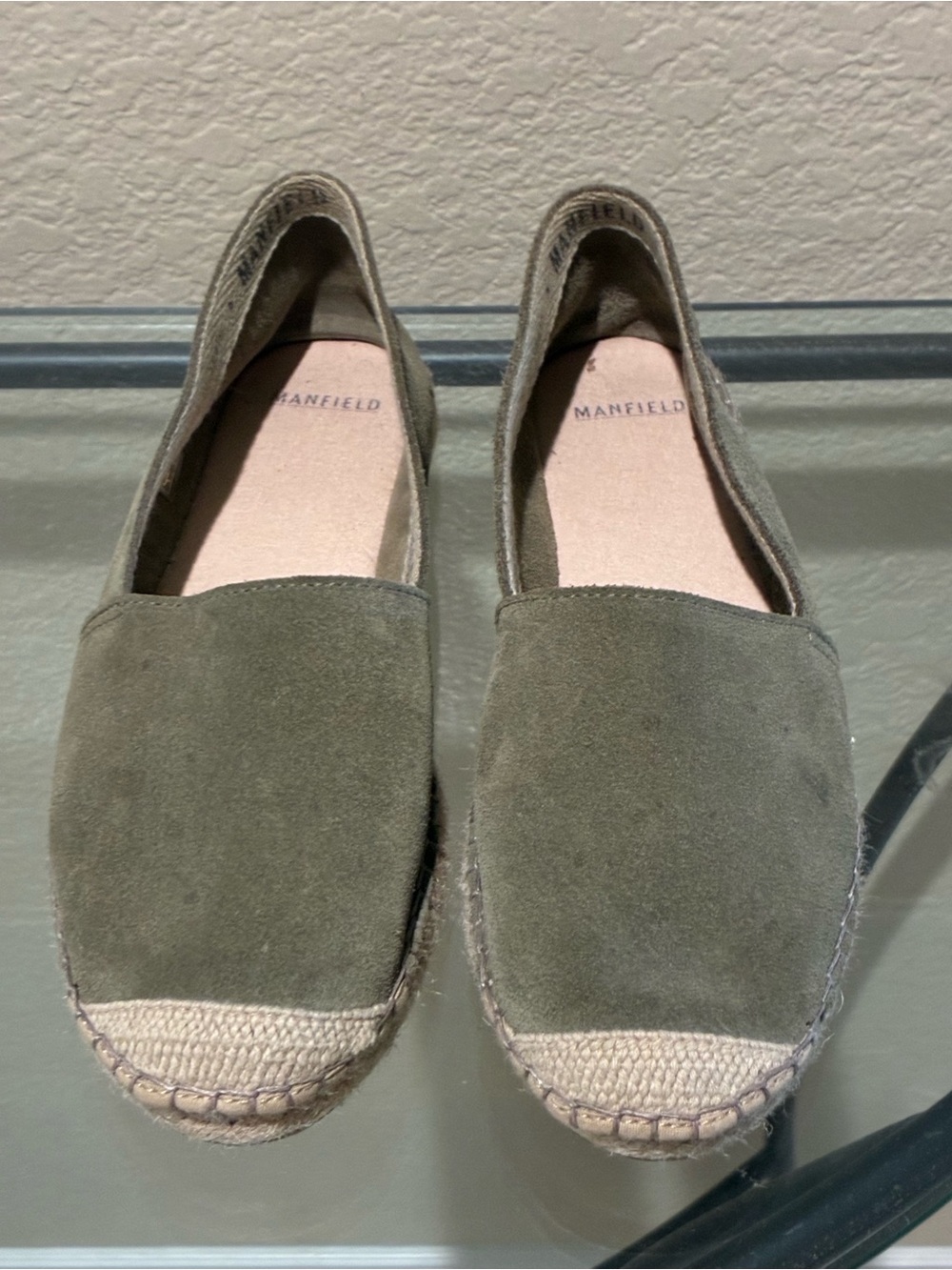 Manfield Olive Suede Espadrille Flats